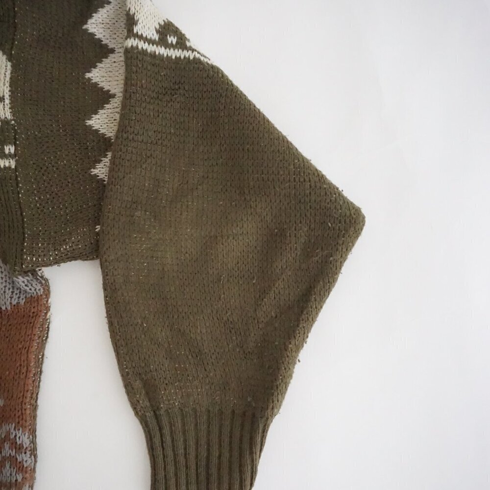 VTG Olive Green Bear Wildlife Fair Isle Graphic Outdoor Knit Crewneck Sweater XL - Picture 4 of 12